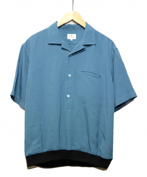 LANVIN en Bleu (ランバンオンブルー) オープンカラーデザインリブシャツ ブルー サイズ:50 20年モデル