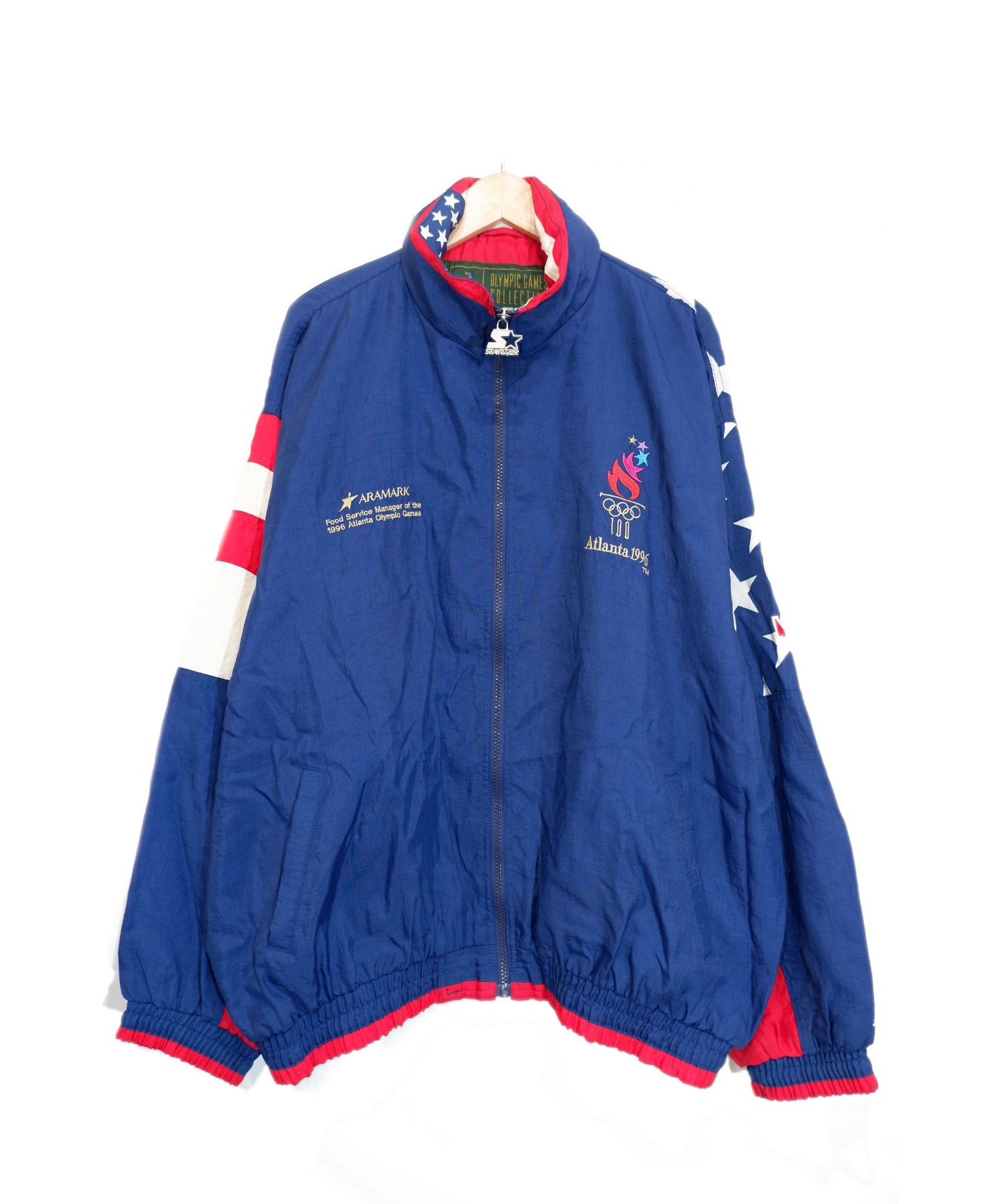STARTER (スターター) 90Sアトランタオリンピックナイロンジャケット ブルー×レッド サイズ:XL