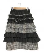 TISSU ROUGEティシュルージュ）の古着「ギンガムチェックボリュームスカート」｜ブラック