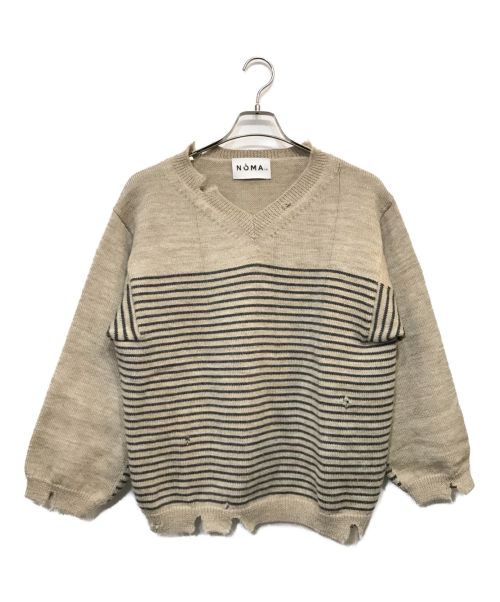 NOMA t.d.（ノーマティーディー）NOMA t.d. (ノーマティーディー) Damage Stripe Sweater ベージュ サイズ:1の古着・服飾アイテム
