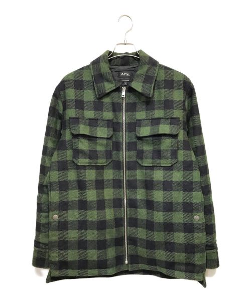 A.P.C.（アーペーセー）A.P.C. (アー・ペー・セー) Lan チェックジャケット ブラック×グリーン サイズ:Sの古着・服飾アイテム