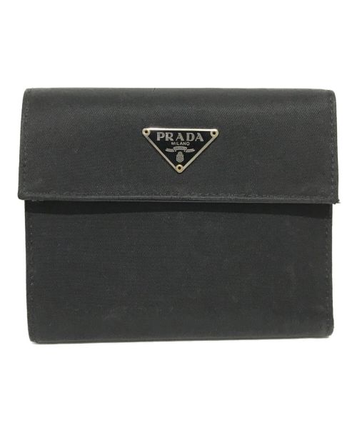 PRADA（プラダ）PRADA (プラダ) ロゴプレートナイロン2つ折り財布 ブラックの古着・服飾アイテム