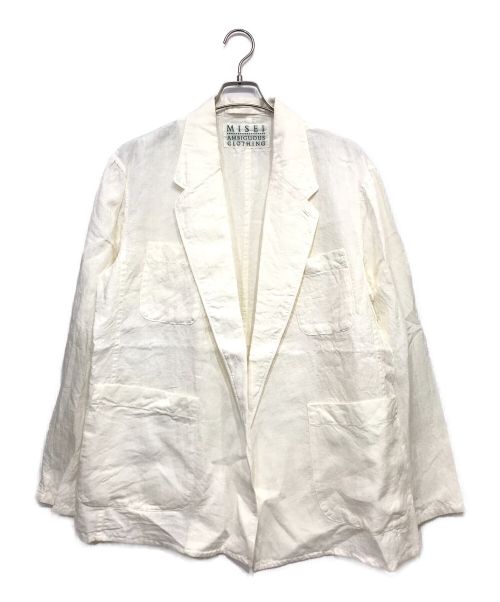 MISEI AMBIGUOUS CLOTHING（ミセイ）MISEI AMBIGUOUS CLOTHING (ミセイ) Linen Buttonsless Jacket ホワイト サイズ:Fの古着・服飾アイテム