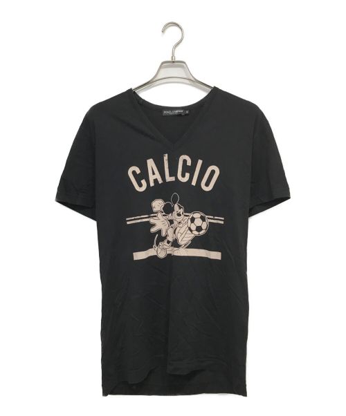 DOLCE & GABBANA（ドルチェ＆ガッバーナ）DOLCE & GABBANA (ドルチェ＆ガッバーナ) VネックプリントTシャツ ブラック サイズ:52の古着・服飾アイテム