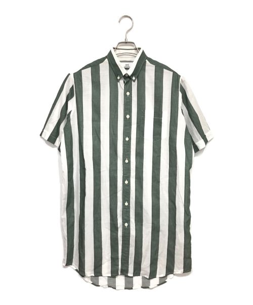 ami（アミ）ami (アミ) 半袖ストライプシャツ ホワイト×グリーン サイズ:37の古着・服飾アイテム