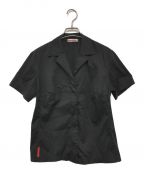 PRADAプラダ）の古着「半袖オープンカラージップアップシャツ」｜ブラック