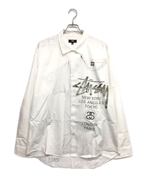 stussy（ステューシー）stussy (ステューシー) WORLD TOUR SHIRT ホワイト サイズ:Lの古着・服飾アイテム