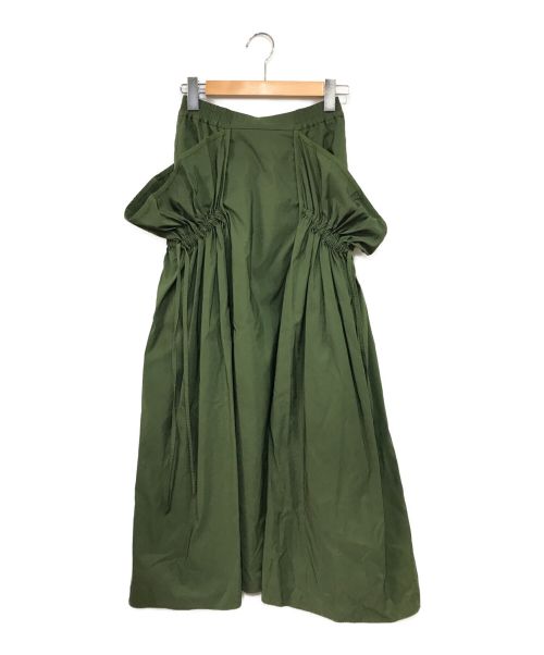 UN3D.（アンスリード）UN3D. (アンスリード) サイドギャザーボリュームスカート グリーン サイズ:SIZE 36の古着・服飾アイテム