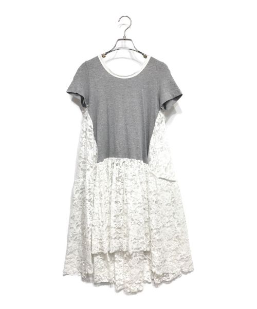sacai（サカイ）sacai (サカイ) Tシャツドッキングレースワンピース ホワイト サイズ:2の古着・服飾アイテム