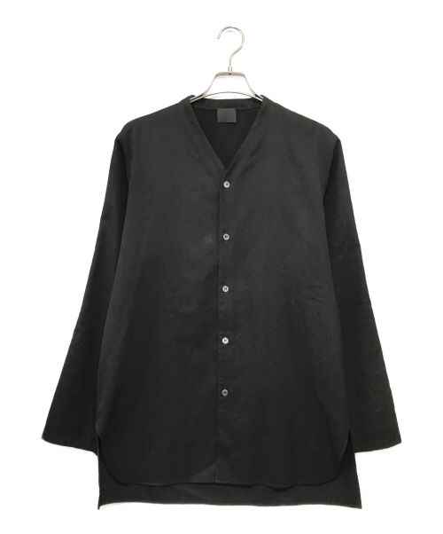 山内（ヤマウチ）山内 (ヤマウチ) ノーミュールシングウール ノーカラーパジャマシャツ ブラック サイズ:4の古着・服飾アイテム