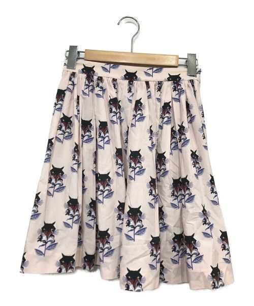 MIU MIU（ミュウミュウ）MIU MIU (ミュウミュウ) キャットプリントスカート ピンク サイズ:SIZE 38の古着・服飾アイテム