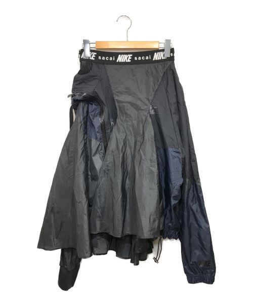NIKE（ナイキ）NIKE (ナイキ) sacai (サカイ) 再構築ナイロンスカート ネイビー×ブラック サイズ:Ｓの古着・服飾アイテム