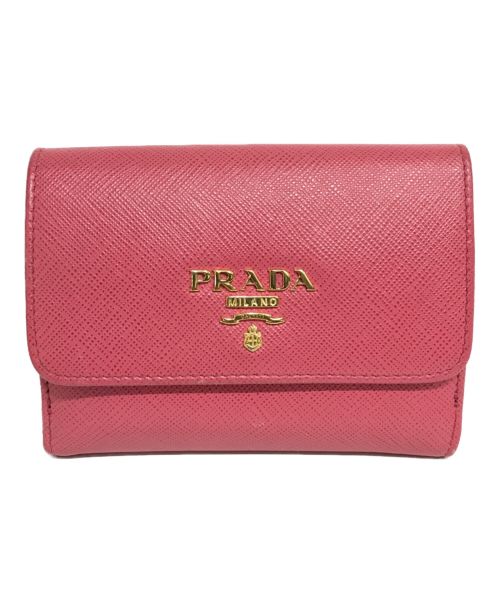 PRADA（プラダ）PRADA (プラダ) Wホック二つ折り財布 ピンクの古着・服飾アイテム