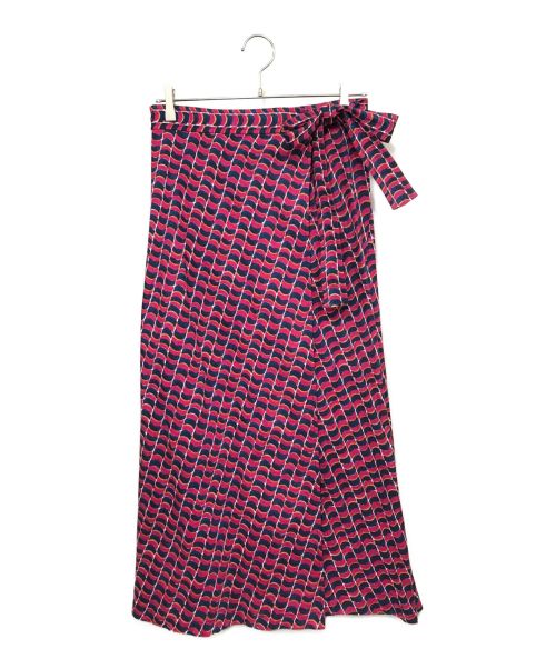 MACPHEE（マカフィー）MACPHEE (マカフィー) ジオメトリックバティックプリント Aラインスカート ピンク サイズ:36の古着・服飾アイテム