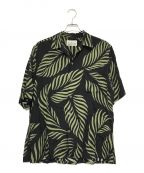 WACKO MARIAワコマリア）の古着「LEAF HAWAIIAN SHIRT オープンカラーシャツ」｜ブラック×グリーン
