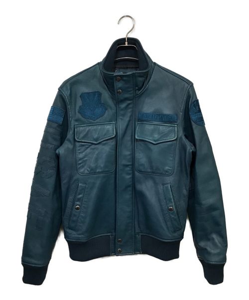 AVIREX（アヴィレックス）AVIREX (アヴィレックス) レザージャケット ブルー サイズ:Lの古着・服飾アイテム