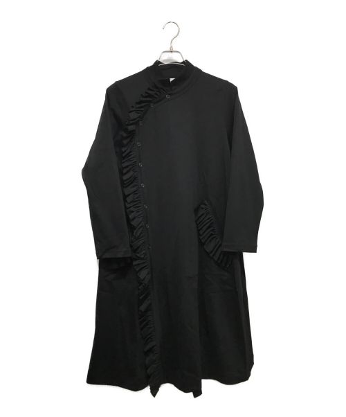 noir kei ninomiya（ノワール ケイ ニノミヤ）noir kei ninomiya (ノワール ケイ ニノミヤ) フリル 綿ポンチ ロングコート ブラック サイズ:XSの古着・服飾アイテム