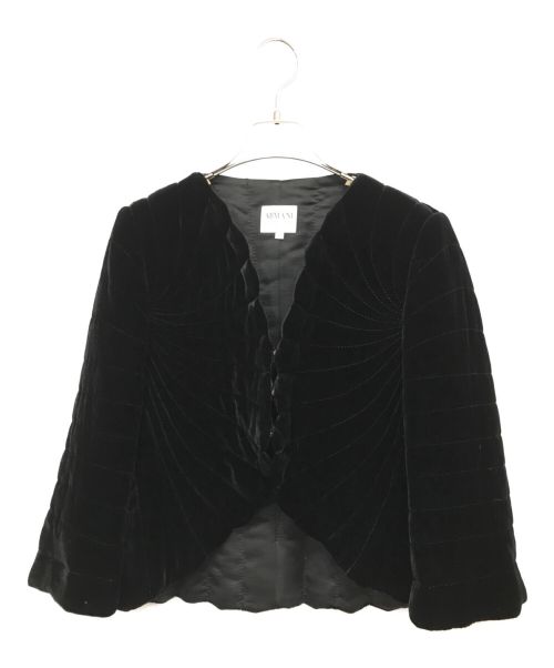 ARMANI COLLEZIONI（アルマーニ コレツィオーニ）ARMANI COLLEZIONI (アルマーニ コレツィオーニ) ベロアジャケット ブラック サイズ:38の古着・服飾アイテム