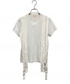COMME des GARCONSコムデギャルソン）の古着「トリプルリボン装飾Tシャツ」｜ホワイト