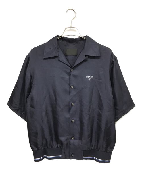 PRADA（プラダ）PRADA (プラダ) Short-sleeved Silk Shirt 半袖シルクシャツ ネイビー サイズ:Mの古着・服飾アイテム