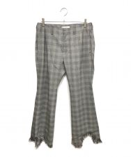 FACETASM (ファセッタズム) FRINGE FRALE CHECK PANTS パンツ グレー サイズ:4