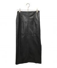 MACPHEE (マカフィー) フェイクレザー Iラインロングスカート ブラック サイズ:36
