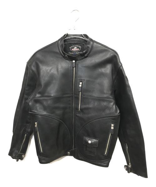 KUSHITANI（クシタニ）KUSHITANI (クシタニ) シングルレザーライダースジャケット ブラック サイズ:LLの古着・服飾アイテム