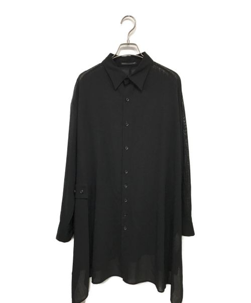 yohji yamamoto+noir（ヨウジヤマモトプリュスノアール）yohji yamamoto+noir (ヨウジヤマモトプリュスノアール) ウールギャバ長袖シャツ ブラック サイズ:1の古着・服飾アイテム