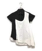GROUND Yグラウンドワイ）の古着「半袖レイヤードデザインシャツ」｜ブラック×ホワイト