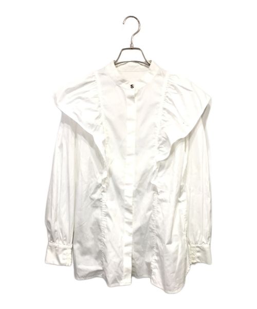 #Newans（ハッシュニュアンス）#Newans (ハッシュニュアンス) ラッフルスリーブシャツ ホワイト サイズ:表記無しの古着・服飾アイテム