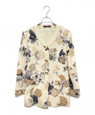 LEONARD (レオナール) フラワープリントトリムジャケット ベージュ サイズ:11AR