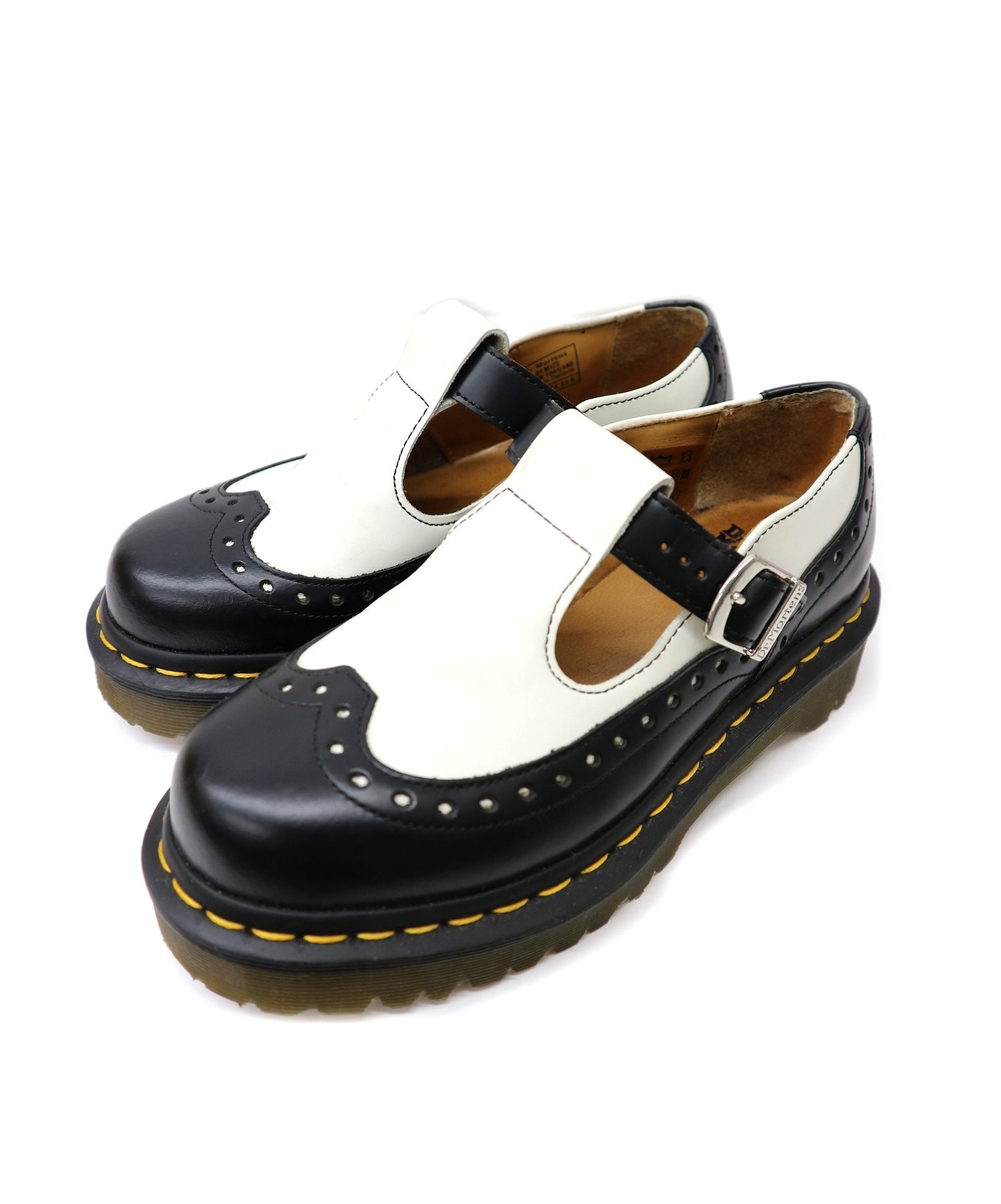中古 古着通販 Dr Martens ト クターマーチン ウィングチップストラップシューズ ホワイト ブラック サイズ Uk3 Demize Brogue T Bar ディマイズ ｔバー メリージェーン ブランド 古着通販 トレファク公式 Trefac Fashion