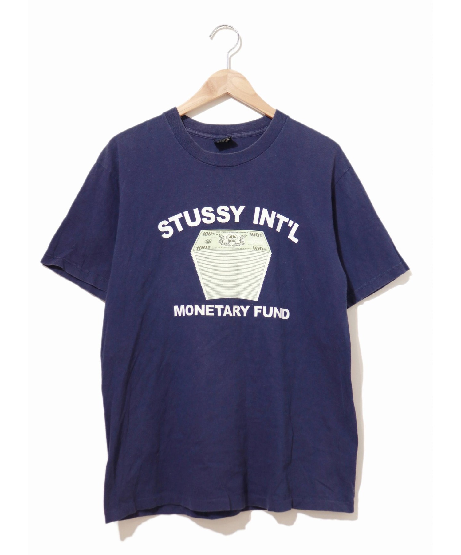 オンライン販促品  ブルー　Ｔシャツ ＵＳＡ製XL STUSSY OLD Tシャツ/カットソー(半袖/袖なし)