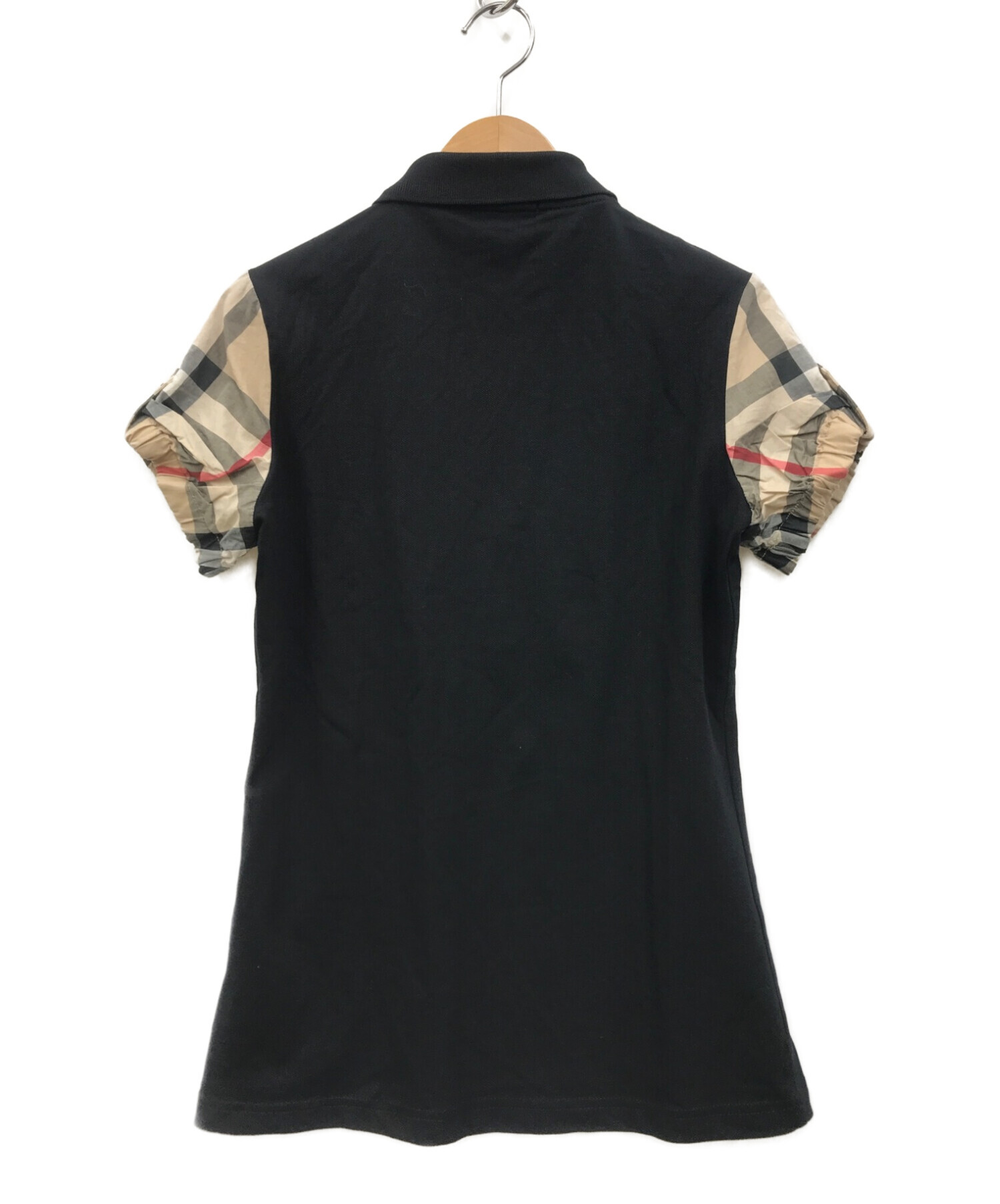 BURBERRY BRIT (バーバリーブリット) 袖切替ポロシャツ ブラック サイズ:S