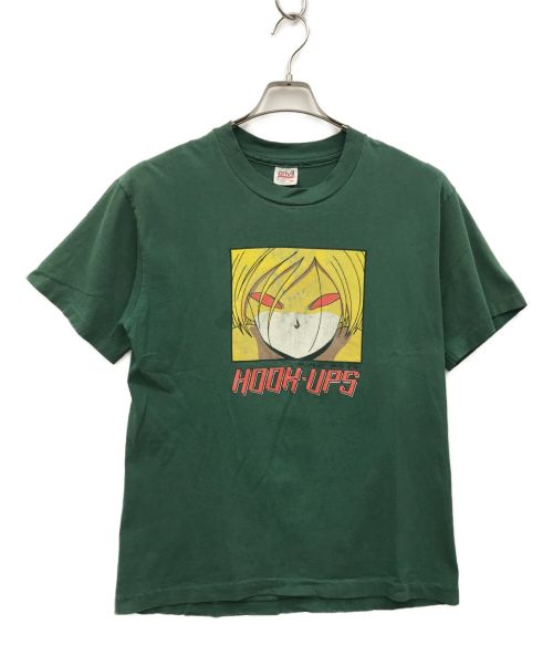 HOOK UPS（ホークアップ）HOOK UPS (ホークアップ) 90sプリントTシャツ グリーン サイズ:Mの古着・服飾アイテム