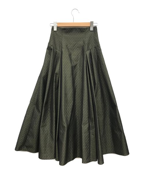 FRAY ID（フレイ アイディー）FRAY ID (フレイ アイディー) キルティングジャガードフレアスカート グリーン サイズ:1の古着・服飾アイテム