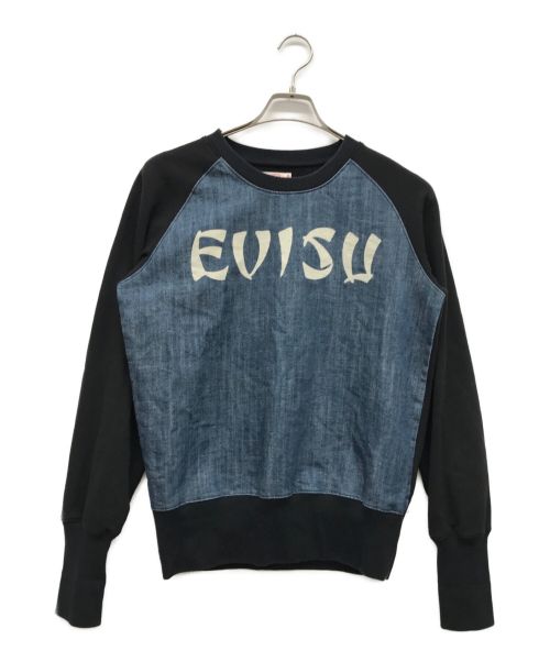 EVISU（エビス）EVISU (エビス) デニム切替裏起毛スウェット ブラック サイズ:36の古着・服飾アイテム