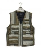 stussyステューシー）の古着「Stripe Cargo Vest」｜グリーン