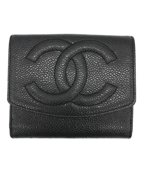 CHANEL（シャネル）CHANEL (シャネル) ココマーク2つ折り財布 ブラックの古着・服飾アイテム