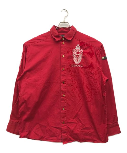 Coogi（クージー）COOGI (クージー) 刺繍シャツ レッド サイズ:XLの古着・服飾アイテム
