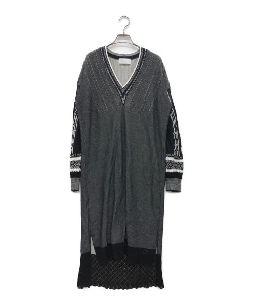 Mame Kurogouchi（マメクロゴウチ）mame kurogouchi (マメクロゴウチ) Mixed Fablic Dress ブラック サイズ:2の古着・服飾アイテム