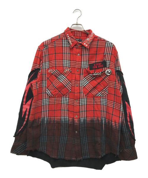 DIESEL（ディーゼル）DIESEL (ディーゼル) スタッズチェックシャツ レッド サイズ:M 180/98Aの古着・服飾アイテム