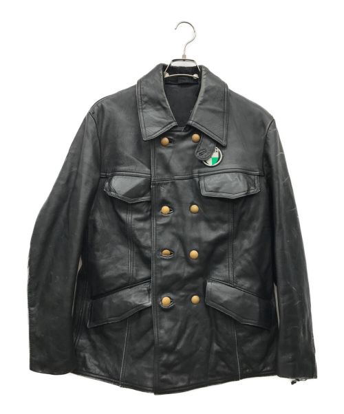 ユーロ古着（ユーロフルギ）ユーロ古着 (ユーロフルギ) レザーポリスマンジャケット ブラック サイズ:50の古着・服飾アイテム