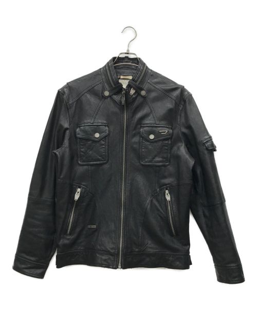 DIESEL（ディーゼル）DIESEL (ディーゼル) レザーライダースジャケット ブラック サイズ:Lの古着・服飾アイテム