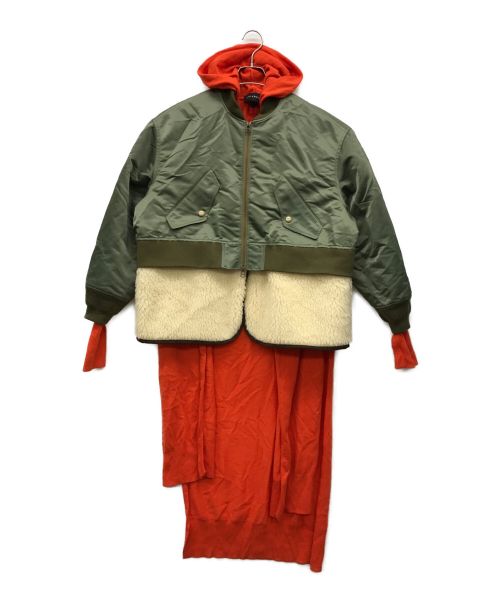STUMBLY（スタンブリ―）STUMBLY (スタンブリ―) レイヤードMA-1ジャケット オリーブ サイズ:38の古着・服飾アイテム