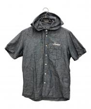 stussy (ステューシー) リネン混半袖シャツパーカー グレー サイズ:M