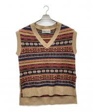 INSCRIRE (アンスクリア) Fairisle V Neck Vest ブラウン サイズ:F