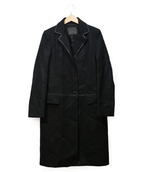 FENDI（フェンディ）FENDI (フェンディ) レザートリムチェスターコート ブラック サイズ:40の古着・服飾アイテム