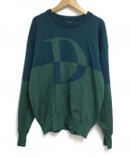 Christian Dior Sports（クリスチャンディオールスポーツ）の古着「バイカラーロゴニット」｜ブルー×グリーン