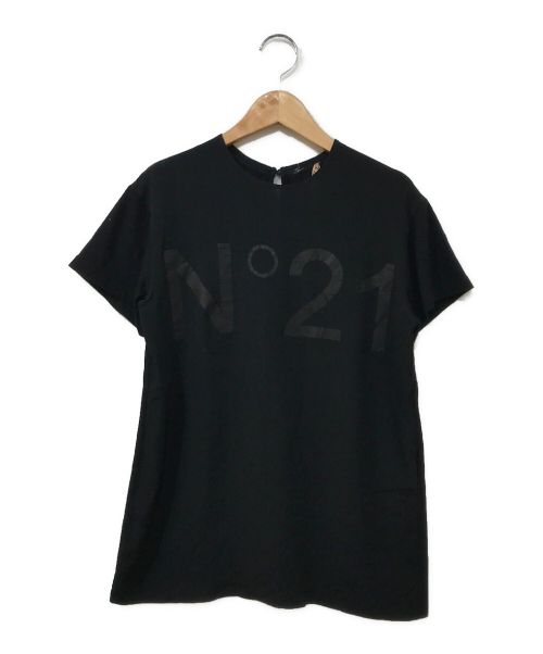 N°21（ヌメロヴェントゥーノ）N°21 (ヌメロヴェントゥーノ) プリントカットソー ブラック サイズ:36の古着・服飾アイテム